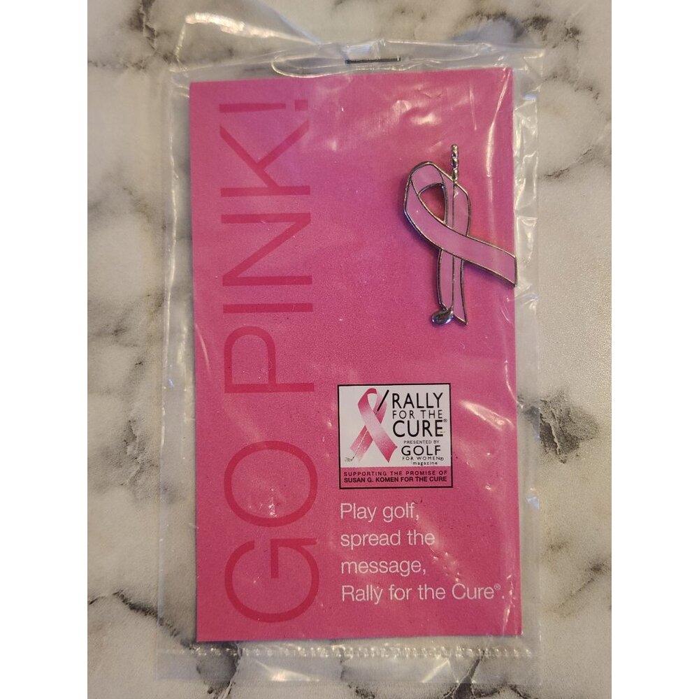 Rally For The Cure Pink Ribbon Golf Pin Breast Cancer Awareness Program